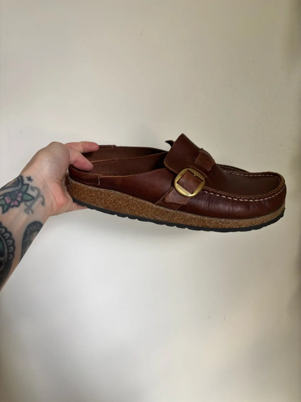 Birkenstock Buckley Oiled Leather Clogs In Cognac - Picture 9 of 12